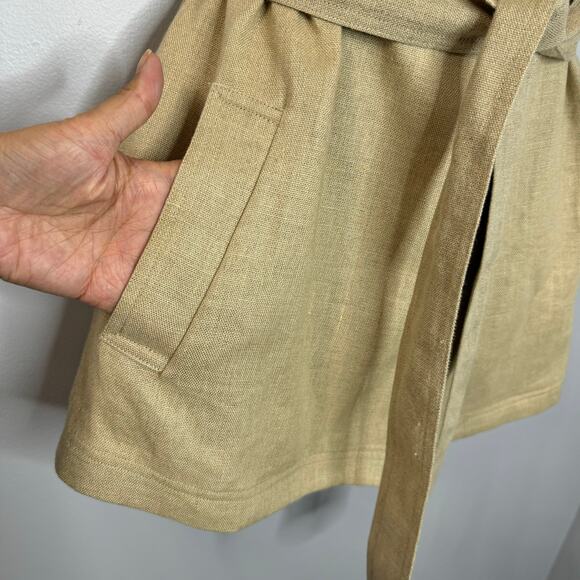 Theory Women's Katara Linen Vest Belted Sleeveless Flax Safari Natural Women's L - Picture 8 of 14